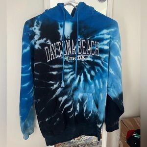 Tie-dye blue and white Daytona beach FL hoodie